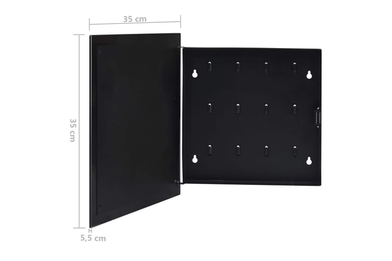 Magneettinen avainkaappi musta 35x35x5,5 cm - Musta - Säilytys - Kaappi - Säilytyskaappi