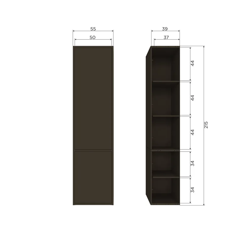Säilytyskaappi Meggy 215 cm - Keskiruskea - Säilytys - Kaappi - Säilytyskaappi