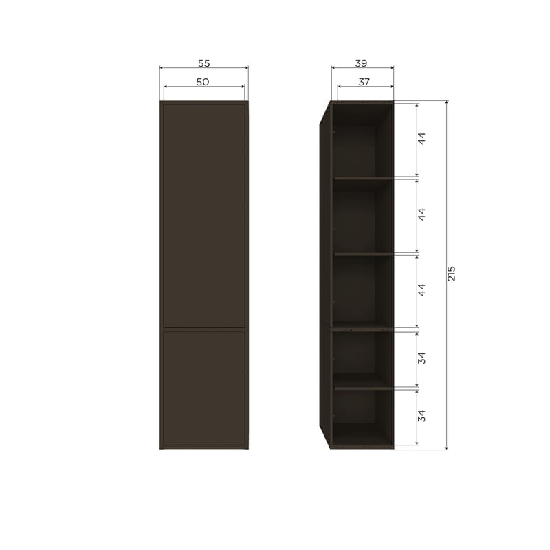 Säilytyskaappi Meggy 215 cm - Keskiruskea - Säilytys - Kaappi - Säilytyskaappi