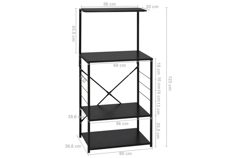 Mikroaaltouunikaappi musta 60x39,6x123 cm lastulevy - Säilytys - Kaappi - Säilytyskaappi