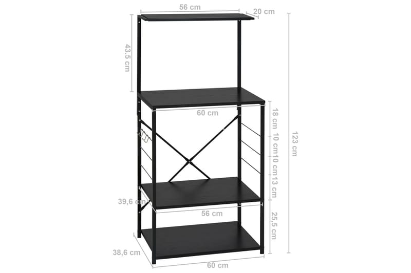 Mikroaaltouunikaappi musta 60x39,6x123 cm lastulevy - Keittiökaappi - Säilytyskaappi