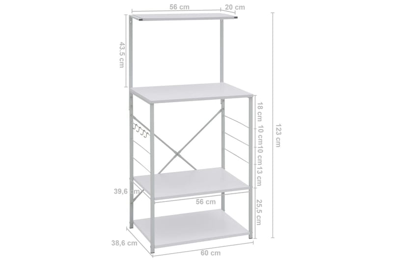 Mikroaaltouunikaappi valkoinen 60x39,6x123 cm lastulevy - Keittiökaappi - Säilytyskaappi