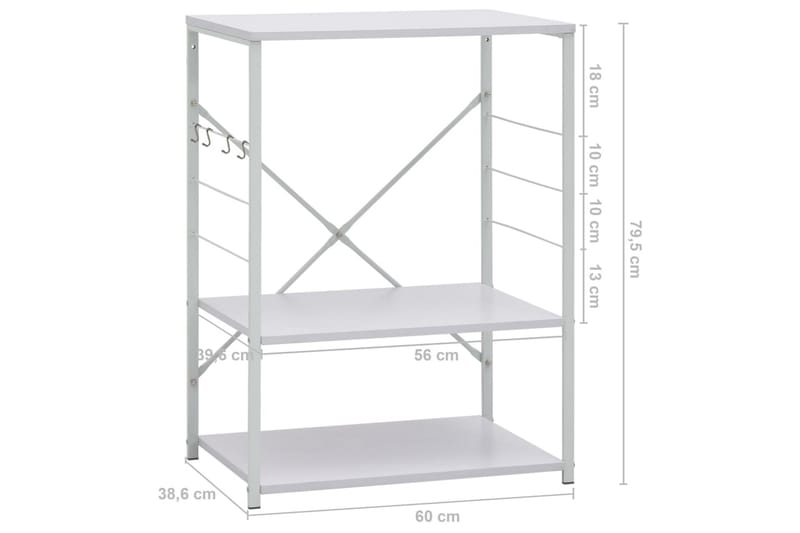 Mikroaaltouunikaappi valkoinen 60x39,6x79,5 cm lastulevy - Valkoinen - Keittiökaappi - Säilytyskaappi