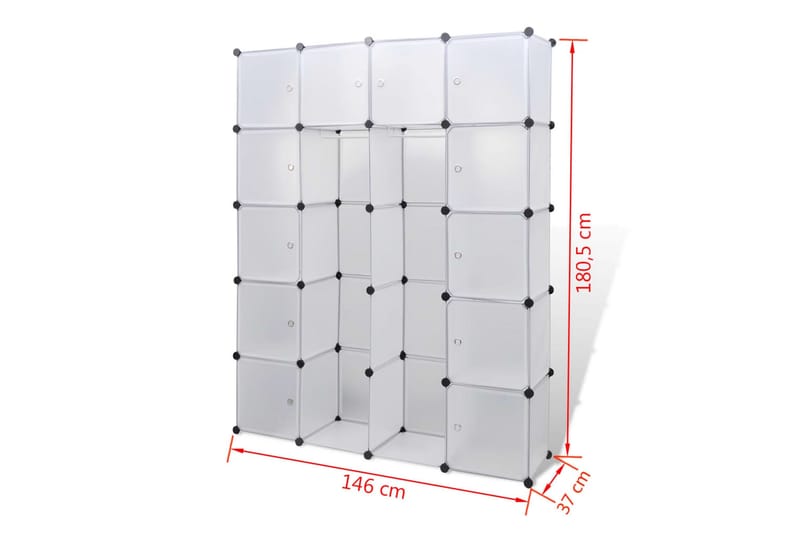 Moduulikaappi 14 lokeroa 37 x 146 x 180,5 cm valkoinen - Valkoinen - Säilytys - Kaappi - Säilytyskaappi