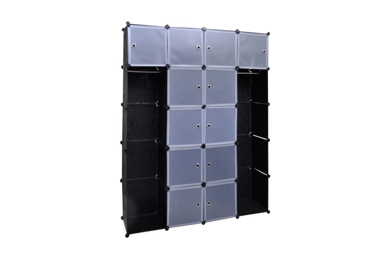 Moduulikaappi 14 lokeroa 37x146x180,5 cm musta ja valkoinen - Musta - Säilytys - Kaappi - Säilytyskaappi
