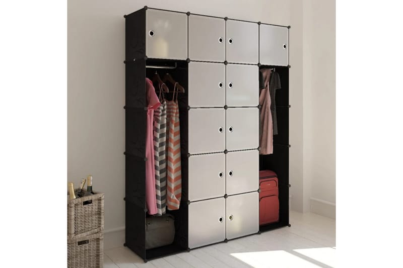 Moduulikaappi 14 lokeroa 37x146x180,5 cm musta ja valkoinen - Musta - Säilytys - Kaappi - Säilytyskaappi