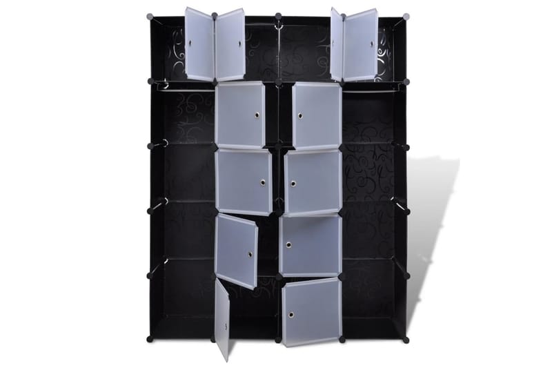 Moduulikaappi 14 lokeroa 37x146x180,5 cm musta ja valkoinen - Musta - Säilytys - Kaappi - Säilytyskaappi