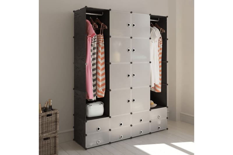 Moduulikaappi 18 lokeroa 37x146x180,5 cm musta ja valkoinen - Musta - Säilytys - Kaappi - Säilytyskaappi