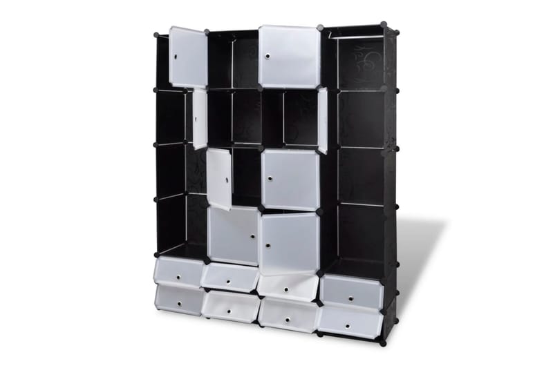 Moduulikaappi 18 lokeroa 37x146x180,5 cm musta ja valkoinen - Musta - Säilytys - Kaappi - Säilytyskaappi