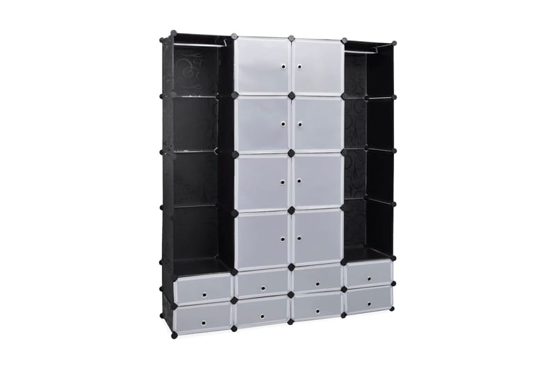 Moduulikaappi 18 lokeroa 37x146x180,5 cm musta ja valkoinen - Musta - Säilytys - Kaappi - Säilytyskaappi