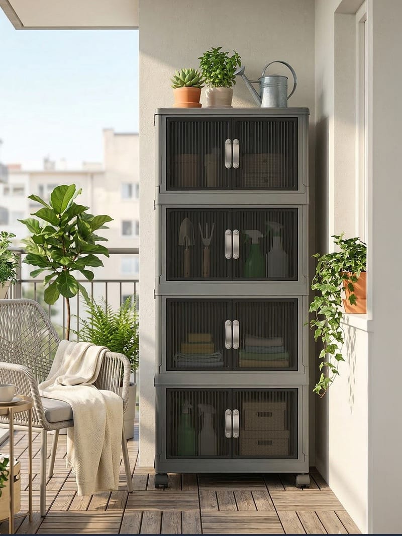 Monikäyttöinen kaappi Hanah Home Lavine 127 (56 x 127 x 56 cm) Antrasiitti - Antrasiitti - Säilytys - Kaappi - Säilytyskaappi