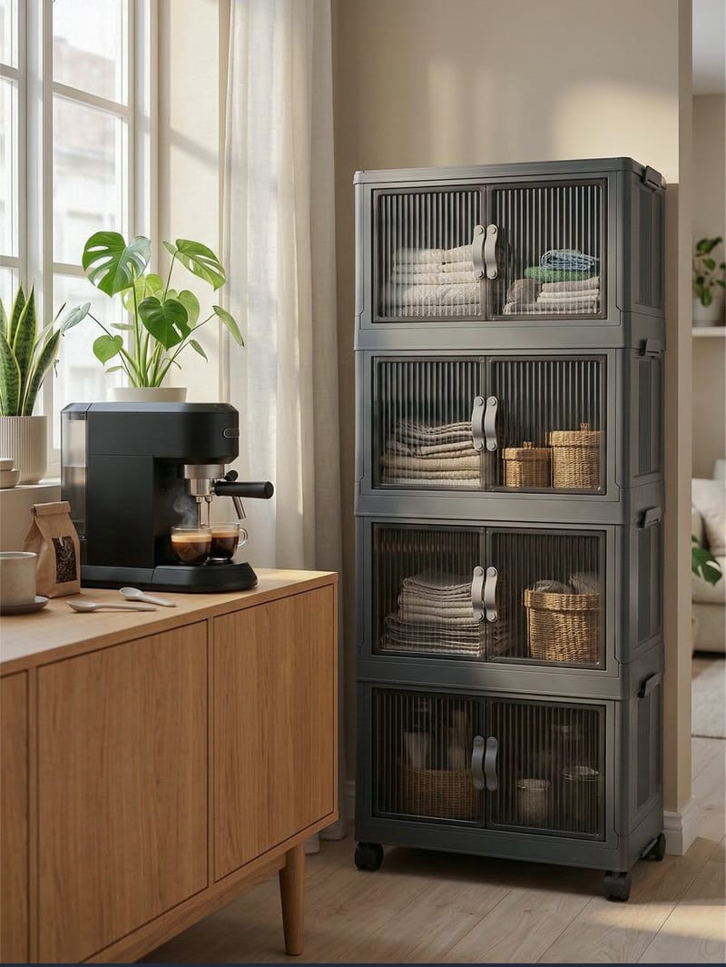 Monikäyttöinen kaappi Hanah Home Lavine 127 (56 x 127 x 56 cm) Antrasiitti - Antrasiitti - Säilytys - Kaappi - Säilytyskaappi