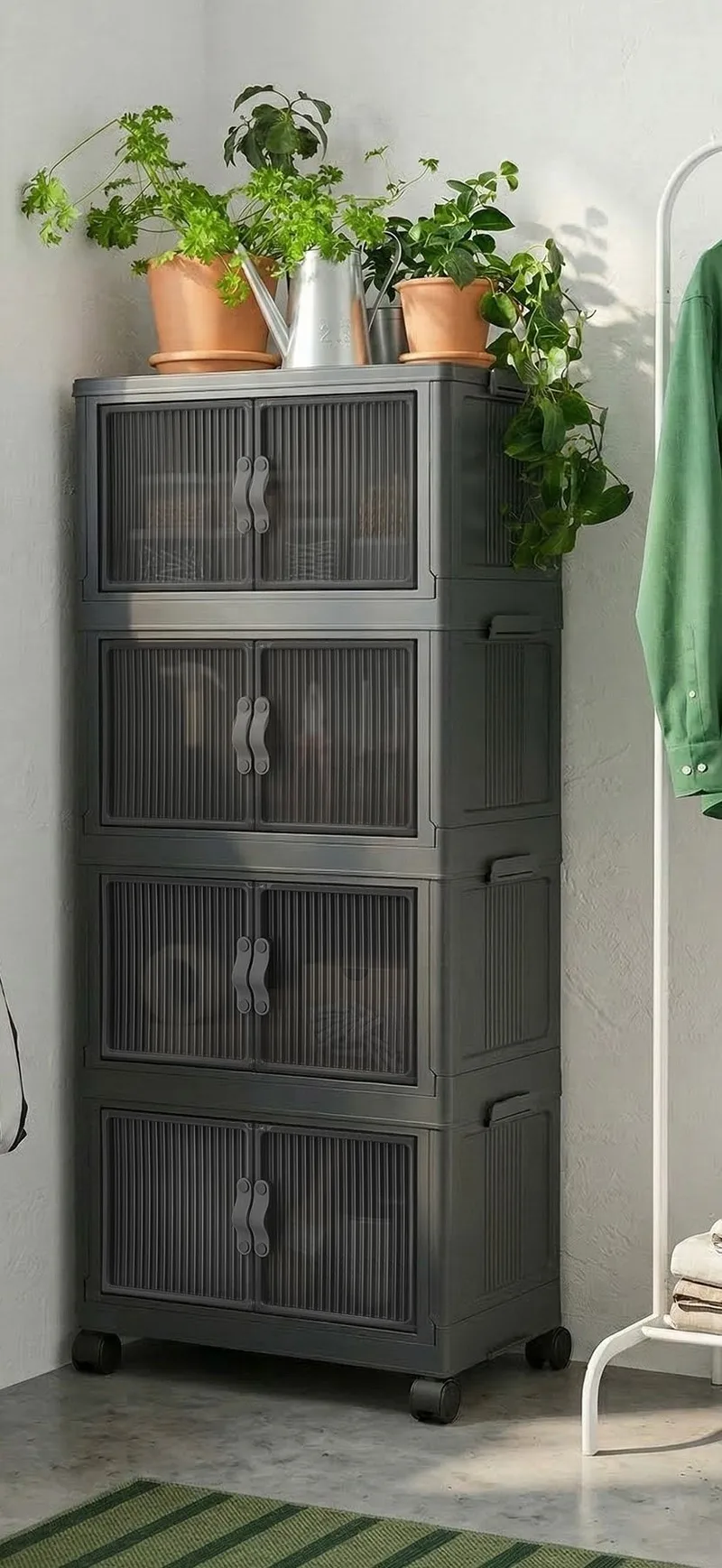 Monikäyttöinen kaappi Hanah Home Lavine 127 (56 x 127 x 56 cm) Antrasiitti - Antrasiitti - Säilytys - Kaappi - Säilytyskaappi