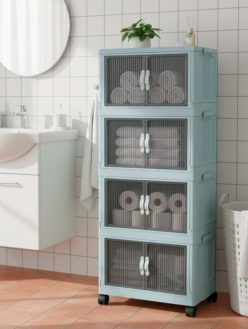 Monikäyttöinen kaappi Hanah Home Lavine 127 (56 x 127 x 56 cm) Baby Blue - Säilytys - Kaappi - Säilytyskaappi