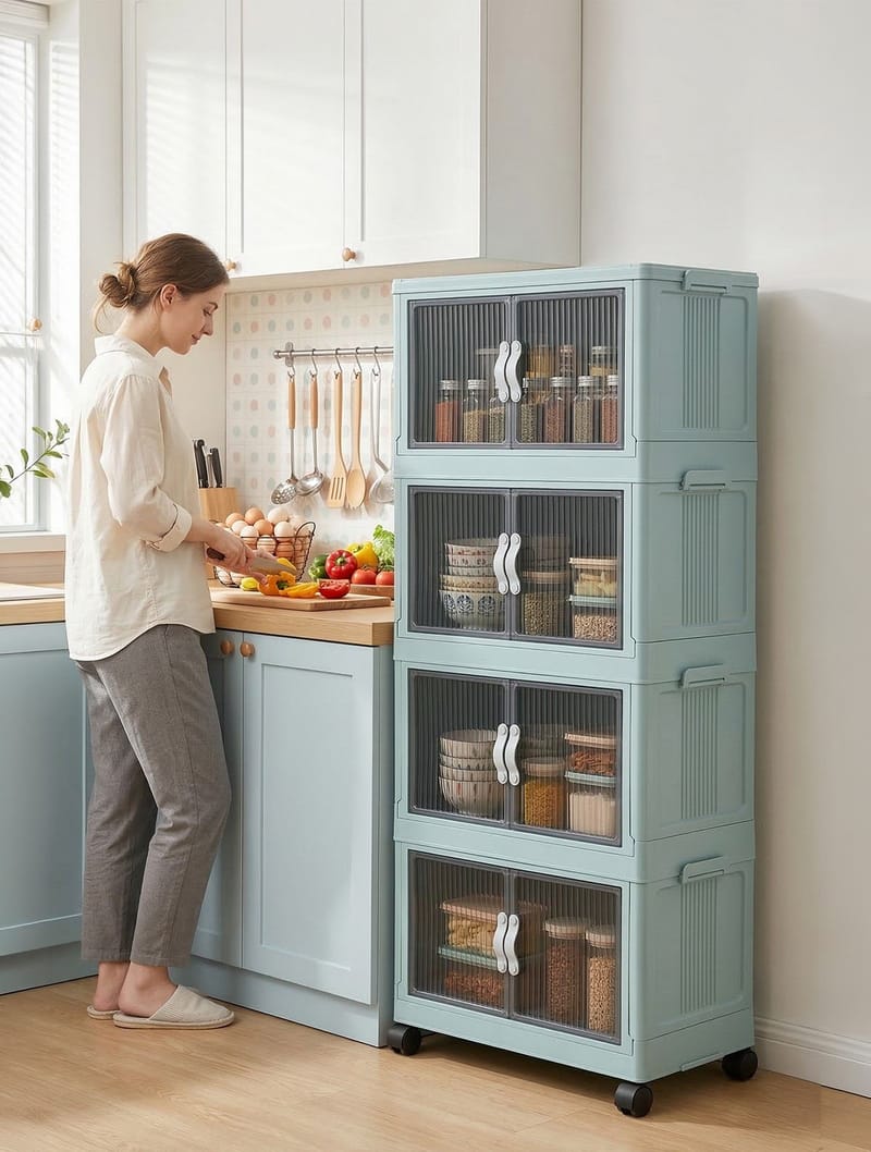 Monikäyttöinen kaappi Hanah Home Lavine 127 (56 x 127 x 56 cm) Baby Blue - Säilytys - Kaappi - Säilytyskaappi