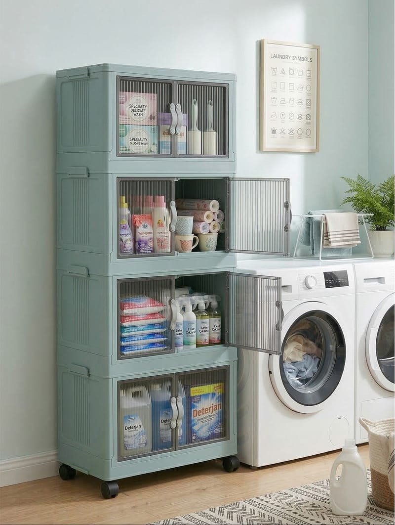 Monikäyttöinen kaappi Hanah Home Lavine 127 (56 x 127 x 56 cm) Baby Blue - Säilytys - Kaappi - Säilytyskaappi