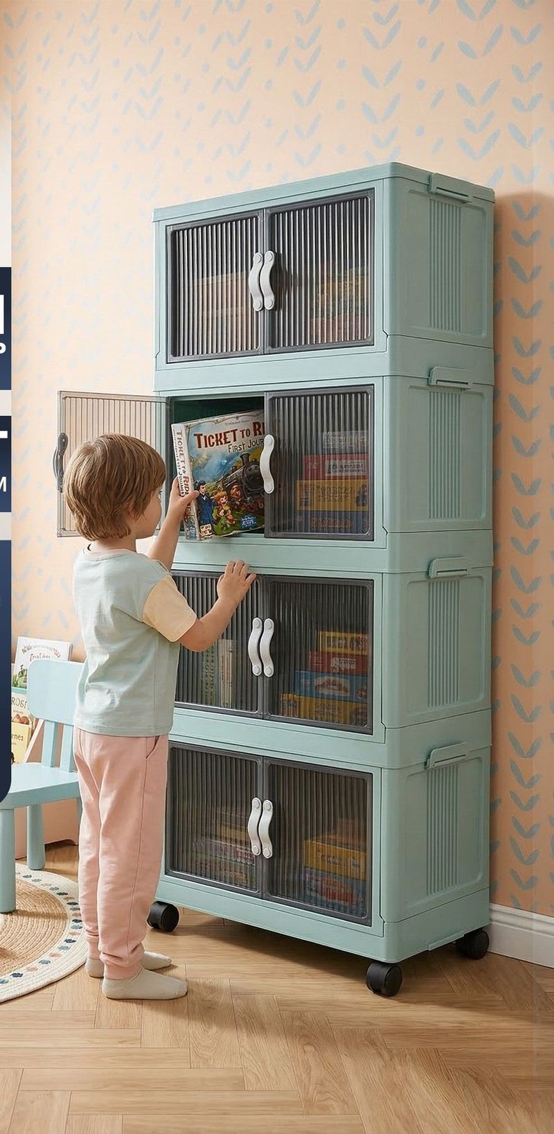 Monikäyttöinen kaappi Hanah Home Lavine 127 (56 x 127 x 56 cm) Baby Blue - Säilytys - Kaappi - Säilytyskaappi