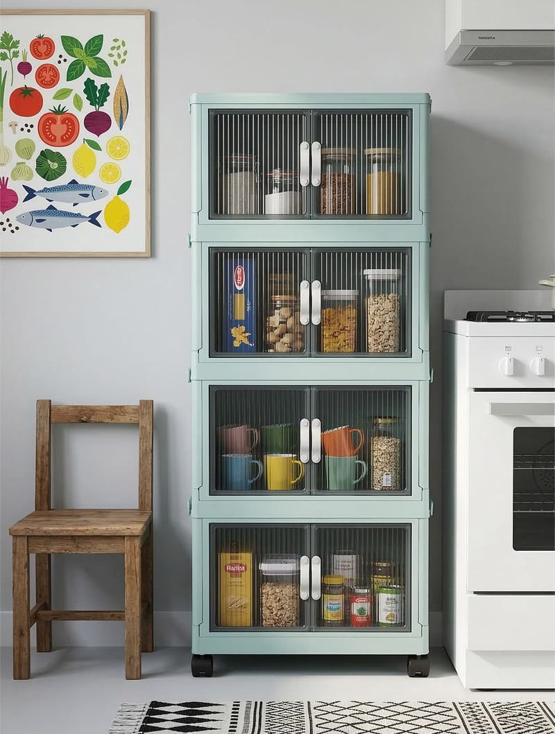 Monikäyttöinen kaappi Hanah Home Lavine 127 (56 x 127 x 56 cm) Baby Blue - Säilytys - Kaappi - Säilytyskaappi