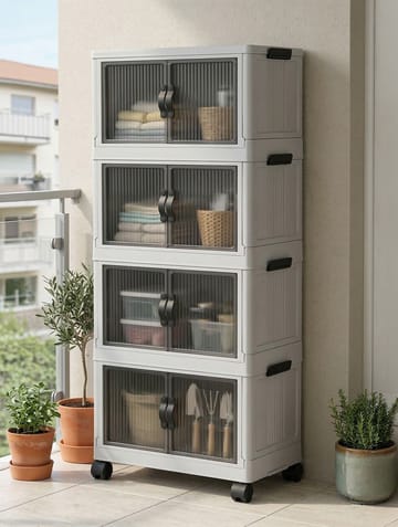 Monikäyttöinen kaappi Hanah Home Lavine 127 (56 x 127 x 56 cm) Valkoinen - Säilytys - Kaappi - Säilytyskaappi