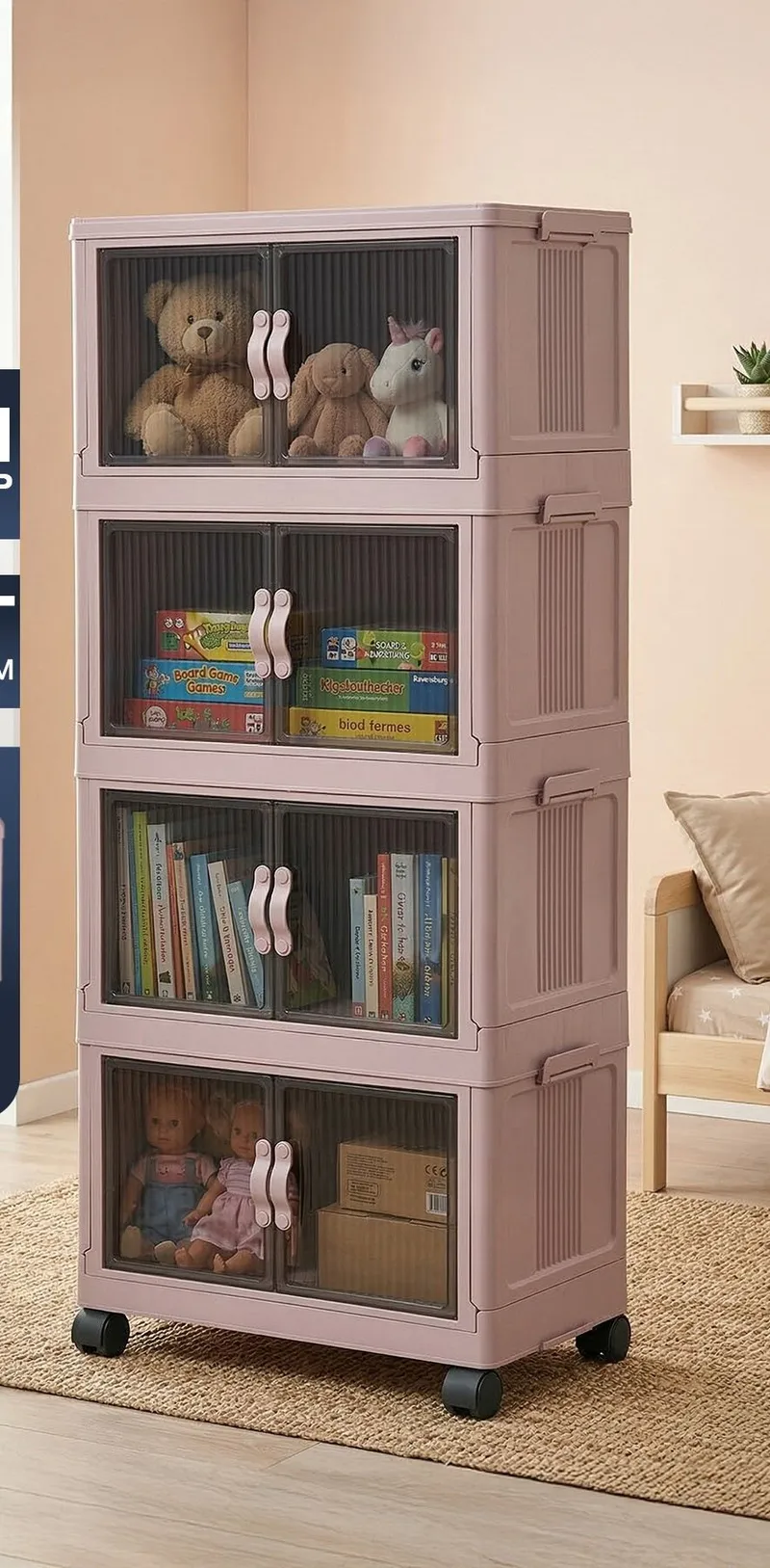 Monikäyttöinen kaappi Hanah Home Lavine 127 (56 x 127 x 56 cm) Puuteri - Säilytys - Kaappi - Säilytyskaappi
