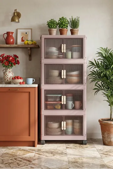 Monikäyttöinen kaappi Hanah Home Lavine 127 (56 x 127 x 56 cm) Puuteri - Säilytys - Kaappi - Säilytyskaappi