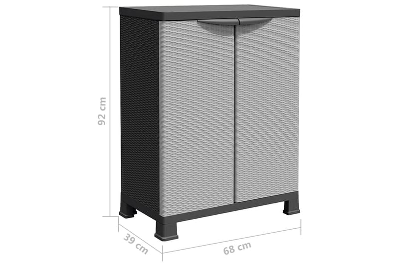 Muovikaappi 68x39x92 cm rottinkityyli - Harmaa - Pyykkikaappi - Keittiökaappi - Säilytyskaappi