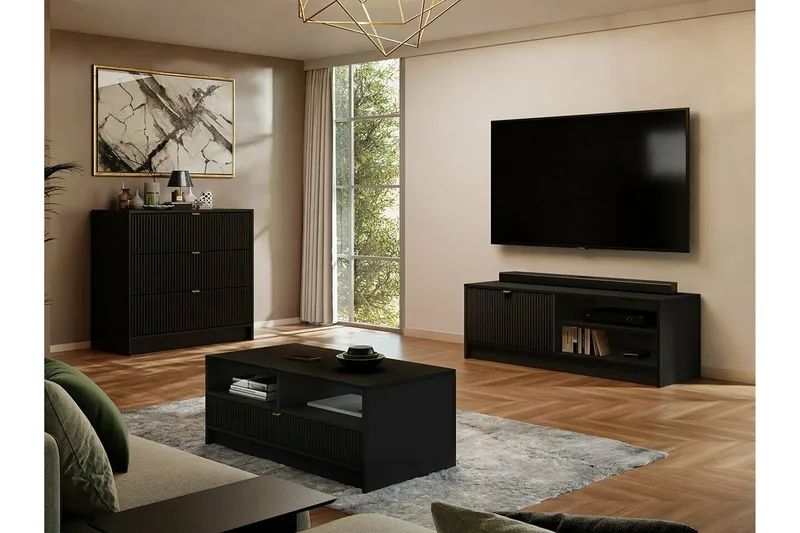 Novaj Korkea lipasto 80x40x75 cm puusta säilytyslaatikoin - musta - Säilytys - Kaappi - Säilytyskaappi