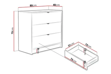 Novaj korkea lipasto 80x40x75 cm puusta säilytyslaatikoin - Musta - Säilytys - Kaappi - Säilytyskaappi