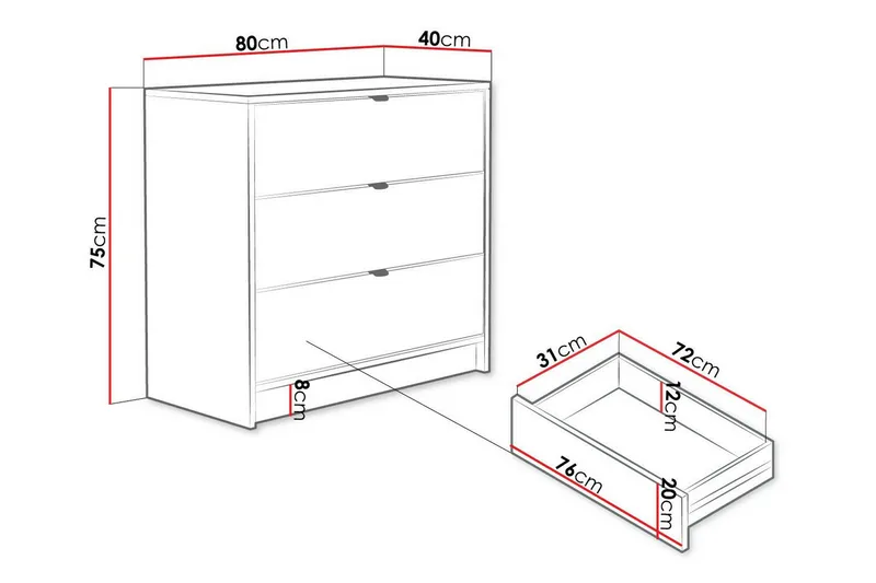 Novaj Korkea lipasto 80x40x75 cm puusta säilytyslaatikoin - musta - Säilytys - Kaappi - Säilytyskaappi
