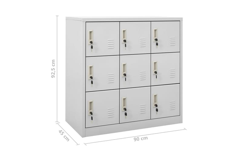 Pukukaapit 2 kpl vaaleanharmaa 90x45x92,5 cm teräs - Harmaa - Säilytys - Kaappi - Säilytyskaappi