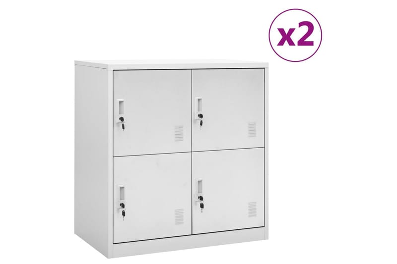 Pukukaapit 2 kpl vaaleanharmaa 90x45x92,5 cm teräs - Harmaa - Säilytys - Kaappi - Säilytyskaappi