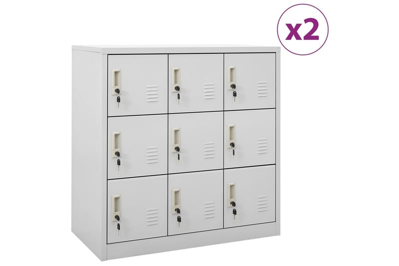 Pukukaapit 2 kpl vaaleanharmaa 90x45x92,5 cm teräs - Harmaa - Säilytys - Kaappi - Säilytyskaappi