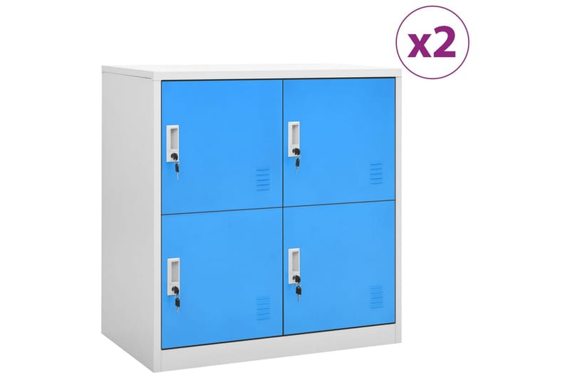 Pukukaapit 2 kpl vaaleanharmaa ja sininen 90x45x92,5 cm terä - Harmaa - Säilytys - Kaappi - Säilytyskaappi