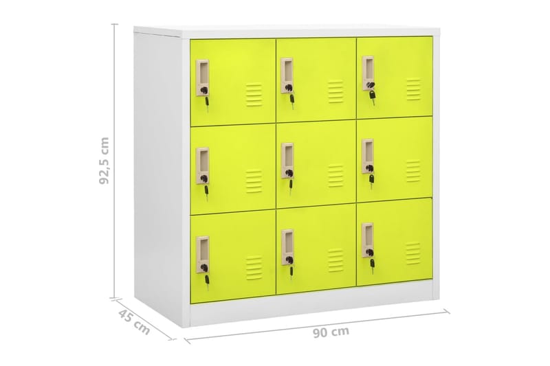 Pukukaapit 2 kpl vaaleanharmaa ja vihreä 90x45x92,5 cm teräs - Harmaa - Säilytys - Kaappi - Säilytyskaappi