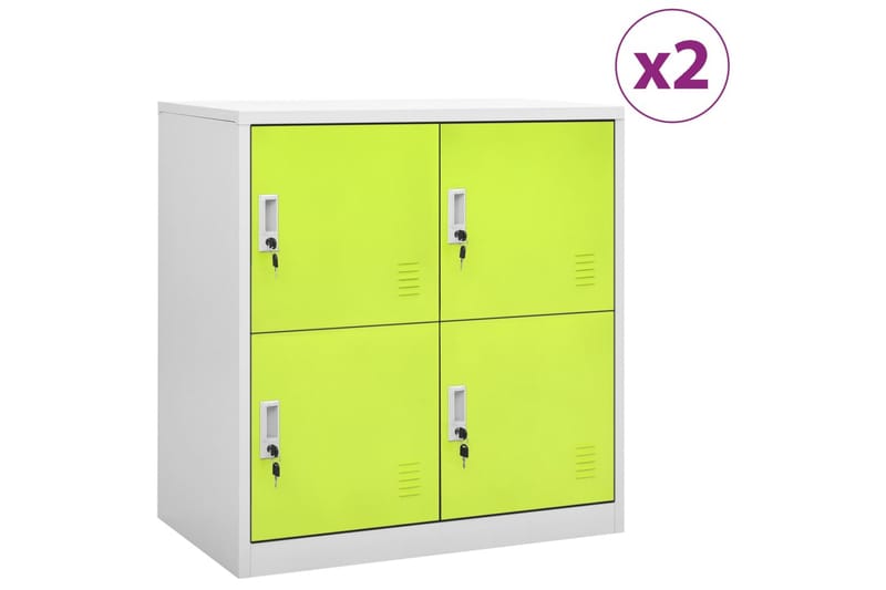 Pukukaapit 2 kpl vaaleanharmaa ja vihreä 90x45x92,5 cm teräs - Harmaa - Säilytys - Kaappi - Säilytyskaappi