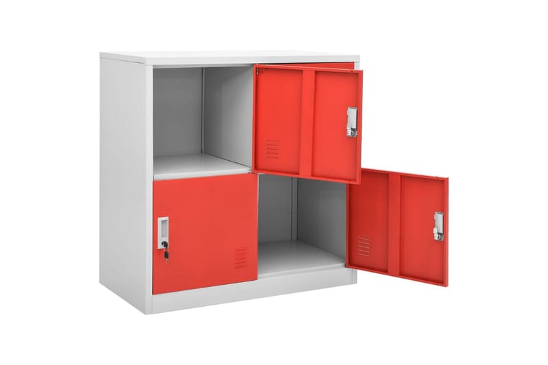 Pukukaapit 2 kpl vaaleanharmaa ja punainen 90x45x92,5 cm ter - Harmaa - Säilytys - Kaappi - Säilytyskaappi