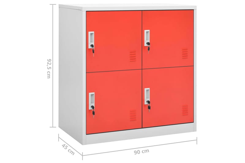 Pukukaapit 2 kpl vaaleanharmaa ja punainen 90x45x92,5 cm ter - Harmaa - Säilytys - Kaappi - Säilytyskaappi