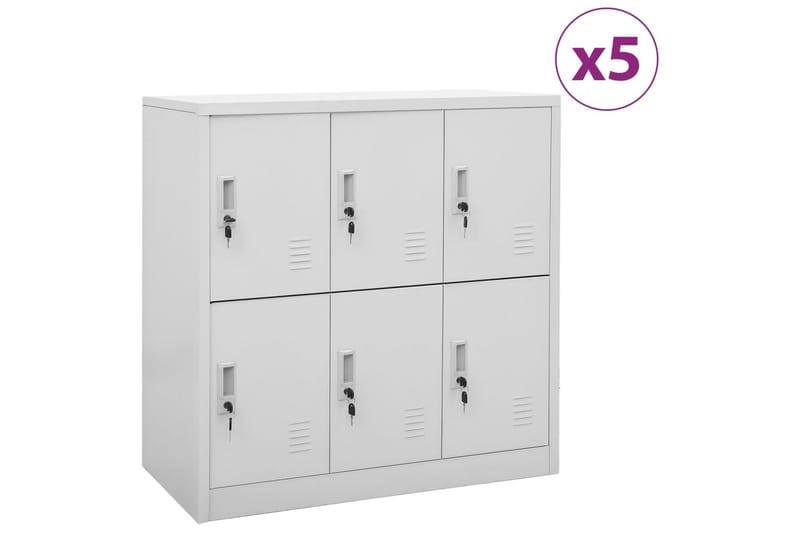 Pukukaapit 5 kpl vaaleanharmaa 90x45x92,5 cm teräs - Harmaa - Säilytys - Kaappi - Säilytyskaappi