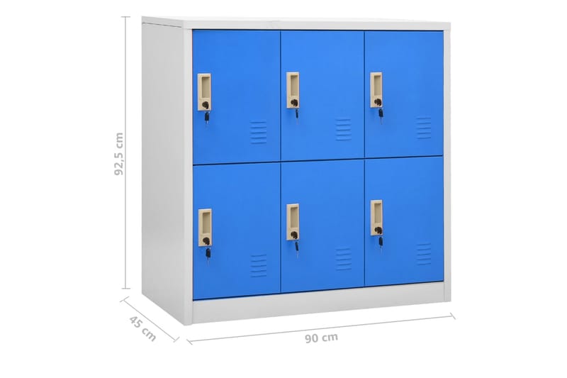 Pukukaapit 5 kpl vaaleanharmaa ja sininen 90x45x92,5 cm terä - Harmaa - Säilytys - Kaappi - Säilytyskaappi