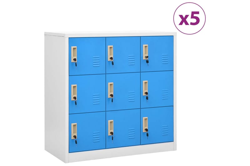 Pukukaapit 5 kpl vaaleanharmaa ja sininen 90x45x92,5 cm terä - Harmaa - Säilytys - Kaappi - Säilytyskaappi