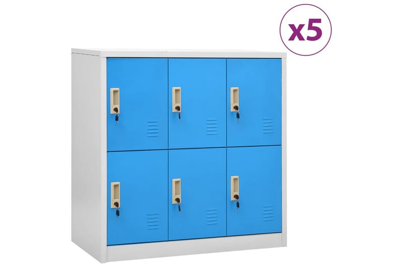 Pukukaapit 5 kpl vaaleanharmaa ja sininen 90x45x92,5 cm terä - Harmaa - Säilytys - Kaappi - Säilytyskaappi