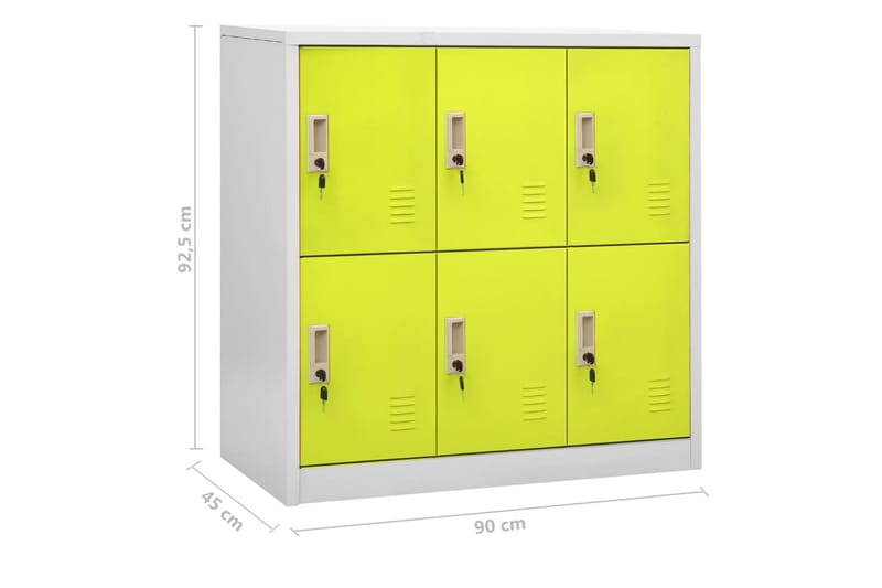 Pukukaapit 5 kpl vaaleanharmaa ja vihreä 90x45x92,5 cm teräs - Harmaa - Säilytys - Kaappi - Säilytyskaappi