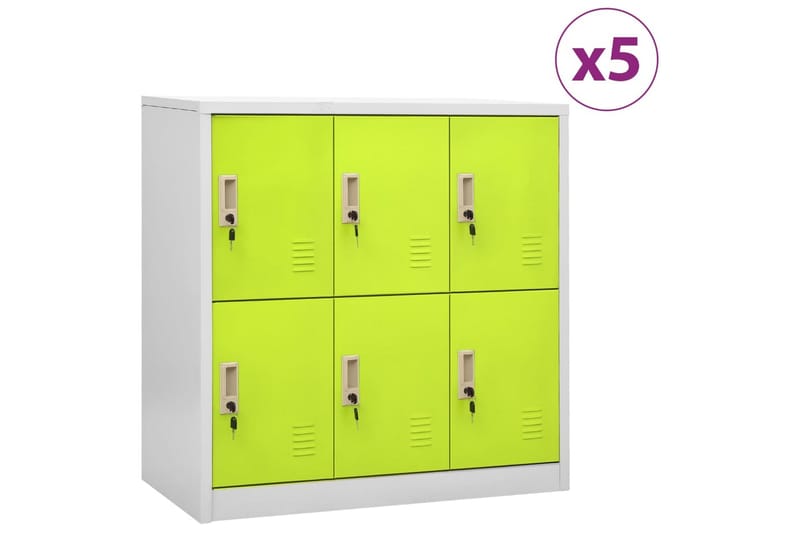 Pukukaapit 5 kpl vaaleanharmaa ja vihreä 90x45x92,5 cm teräs - Harmaa - Säilytys - Kaappi - Säilytyskaappi