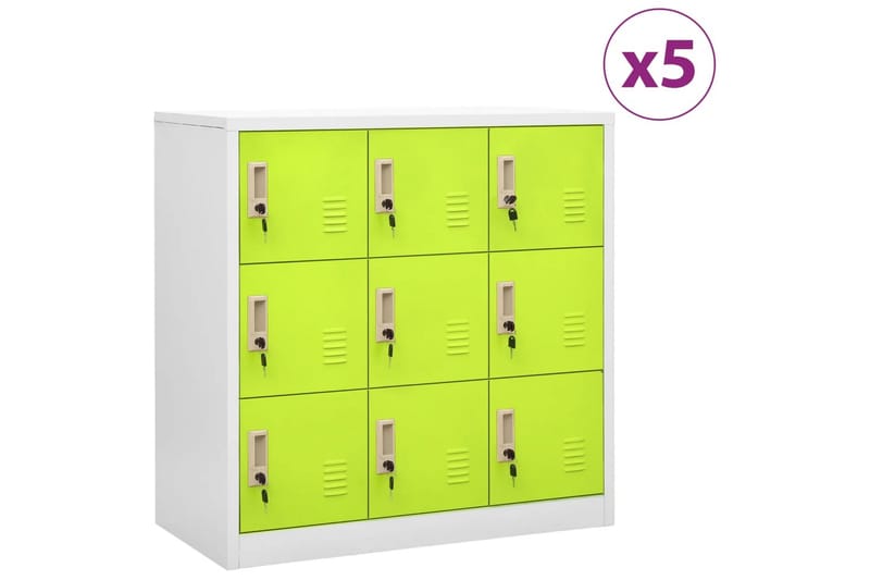 Pukukaapit 5 kpl vaaleanharmaa ja vihreä 90x45x92,5 cm teräs - Harmaa - Säilytys - Kaappi - Säilytyskaappi