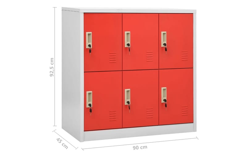 Pukukaapit 5 kpl vaaleanharmaa ja punainen 90x45x92,5 cm ter - Harmaa - Säilytys - Kaappi - Säilytyskaappi