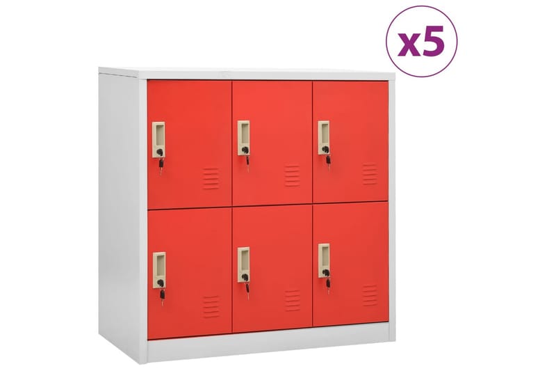 Pukukaapit 5 kpl vaaleanharmaa ja punainen 90x45x92,5 cm ter - Harmaa - Säilytys - Kaappi - Säilytyskaappi