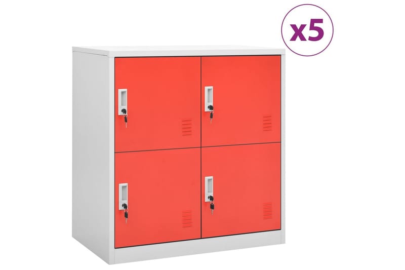 Pukukaapit 5 kpl vaaleanharmaa ja punainen 90x45x92,5 cm ter - Harmaa - Säilytys - Kaappi - Säilytyskaappi
