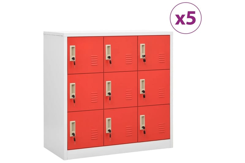 Pukukaapit 5 kpl vaaleanharmaa ja punainen 90x45x92,5 cm ter - Harmaa - Säilytys - Kaappi - Säilytyskaappi