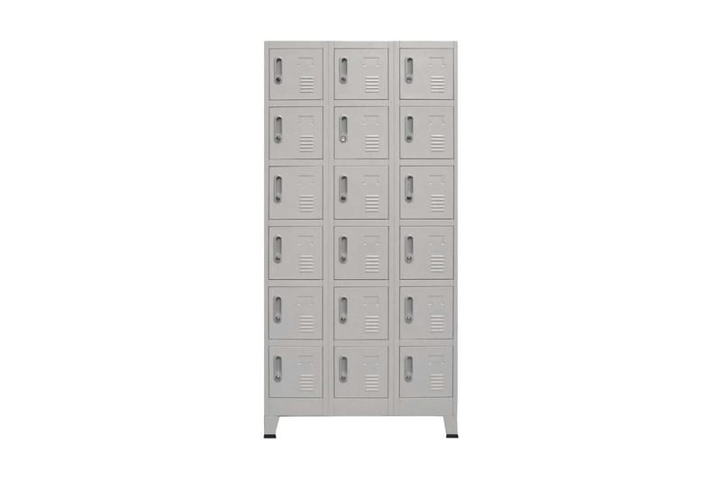 Pukukaappi 18 lokerolla metalli 90x40x180 cm - Harmaa - Säilytys - Kaappi - Säilytyskaappi