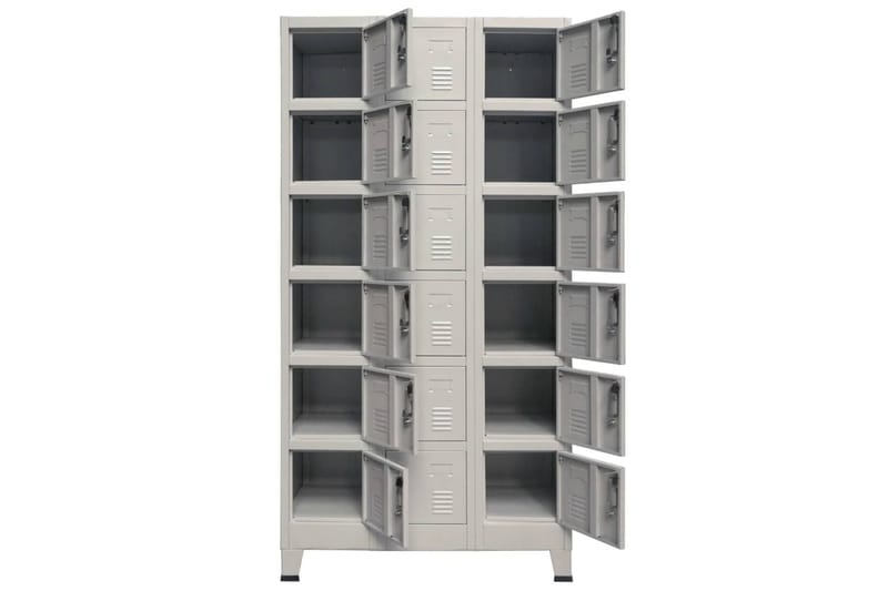 Pukukaappi 18 lokerolla metalli 90x40x180 cm - Harmaa - Säilytys - Kaappi - Säilytyskaappi